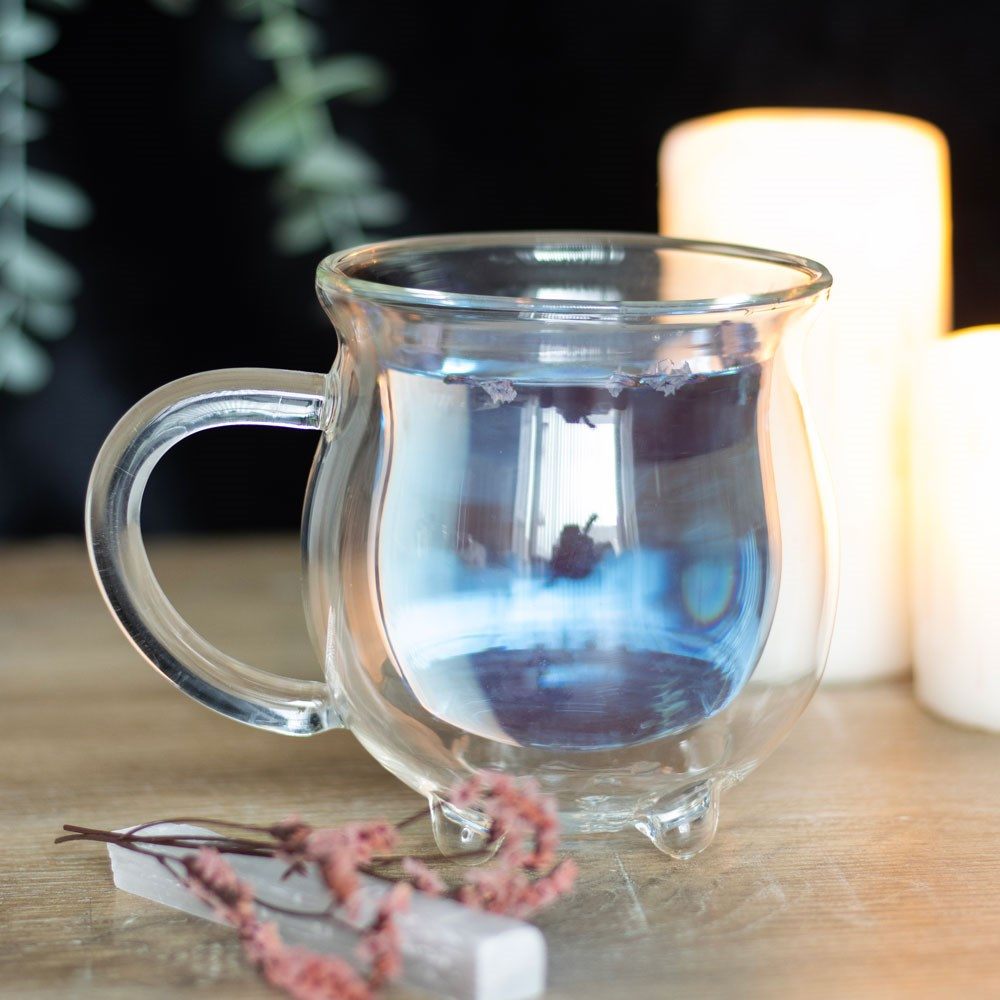 Something Different - Clear Double Walled Glass Cauldron Tasse - Transparent